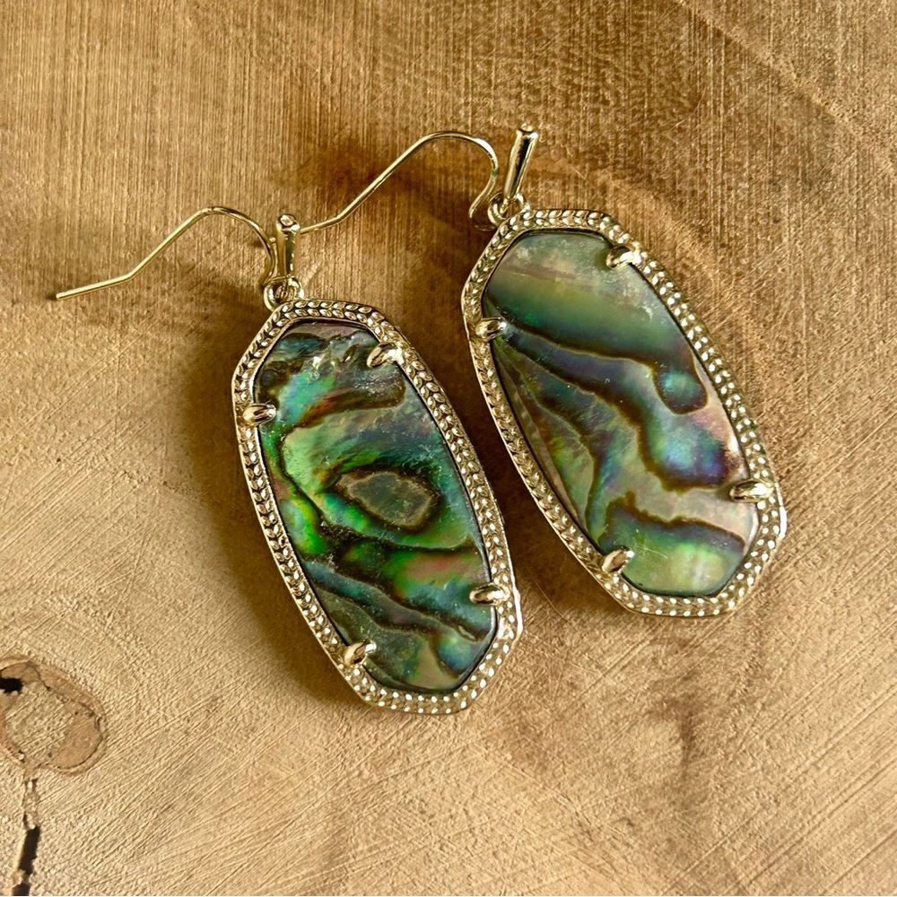 Kendra Scott Iridescent Abalone Earrings with Gold Accents - Picture 5 of 7